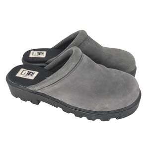 VTG 90s Y2K BP Chunky Suede Leather Clogs Women 8.5 Gray Lug Sole Mules Boho